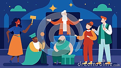 A production is performed in multiple languages including ASL making the play accessible to a diverse range of language Vector Illustration