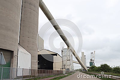 Production plant of concrete and cement at Enci in IJmuiden Editorial Stock Photo