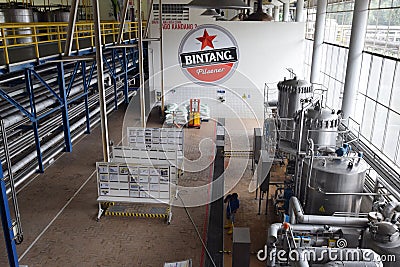 Production room atmosphere in PT Multi Bintang Indonesia Tbk Editorial Stock Photo
