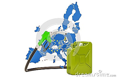 Production and trade of petrol in European Union, concept. 3D re Stock Photo