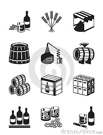 Production of whiskey and brandy Vector Illustration