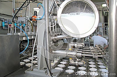 Production of yogurt Stock Photo