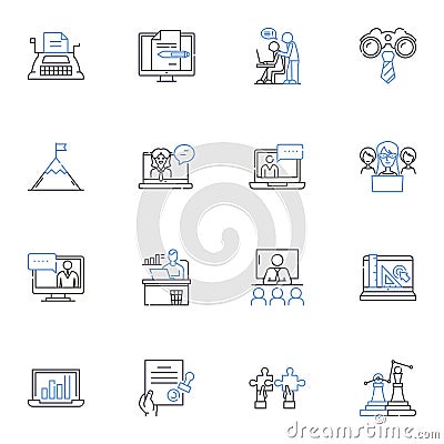 Productive organization line icons collection. Efficiency, Productivity, Focus, Prioritization, Organization, Workflow Vector Illustration