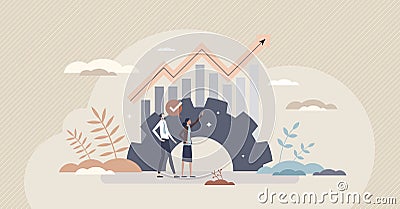 Productive work with efficient process optimization tiny person concept Vector Illustration