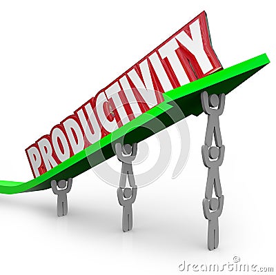 Productivity Efficient Teamwork Productive People Working Together Lifting Word Stock Photo