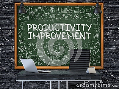 Productivity Improvement - Hand Drawn on Green Chalkboard. 3D. Stock Photo