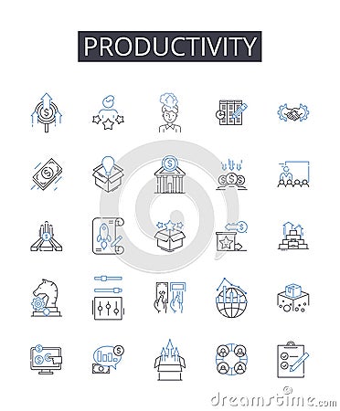 Productivity line icons collection. Leadership, Command, Executive, Authority, Power, Management, Decision-making vector Vector Illustration