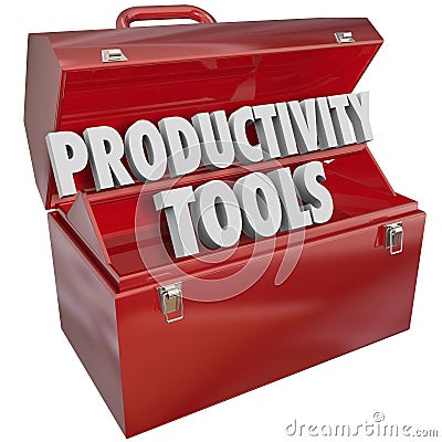 Productivity Tools Words Toolbox Efficient Working Skills Knowledge Stock Photo
