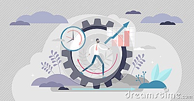 Productivity vector illustration. Job performance flat tiny persons concept Vector Illustration