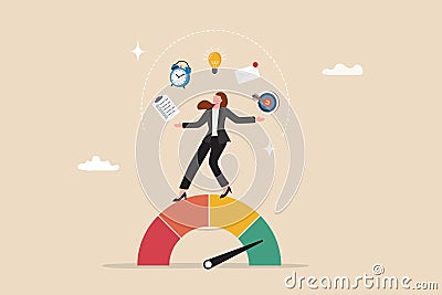 Productivity or work efficiency, employee performance or skill for work accomplishment, multitasking work or success talent Vector Illustration