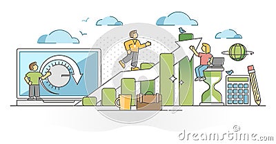 Productivity with work efficiency performance development outline concept Vector Illustration