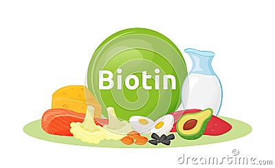 Products containing biotin cartoon vector illustration Vector Illustration