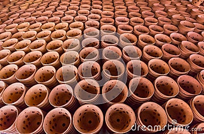 Products containing flower pots made from clay Stock Photo