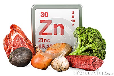 Products containing Zinc, Zn. 3D rendering Stock Photo