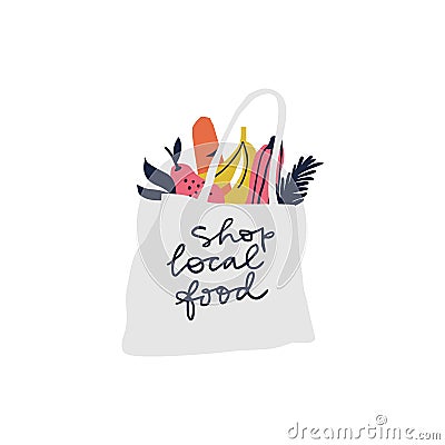 Products in eco bag hand drawn vector Vector Illustration