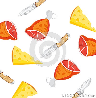 Products and knife Vector Illustration