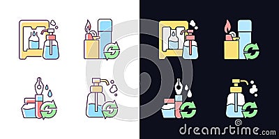 Products refill light and dark theme RGB color icons set Vector Illustration