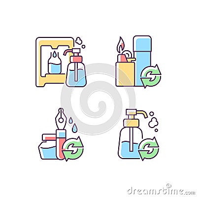Products refill RGB color icons set Vector Illustration