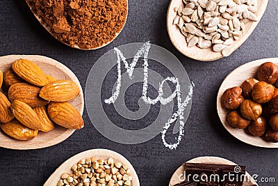 Products rich in magnesium Stock Photo