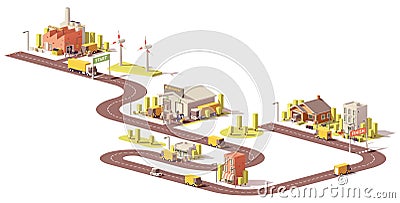 Products supply chain from factory to customers Vector Illustration