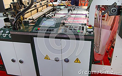 Prodution of plastic bag, Extruder Stock Photo