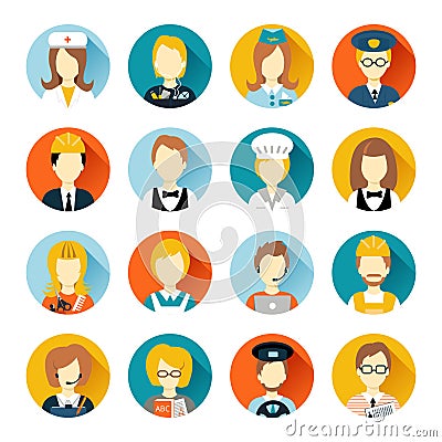 Profession avatar on circles Vector Illustration