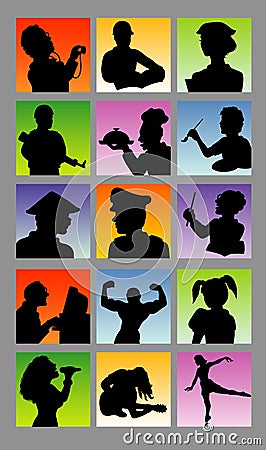 Profession avatar silhouettes Vector Illustration