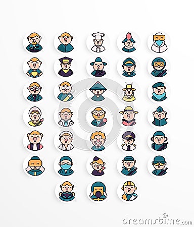 Profession icon pack lineal color style Vector Illustration