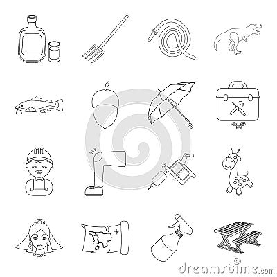 Profession, medicine, travel and other web icon in outline style.alcohol, plumbing, wedding icons in set collection. Vector Illustration