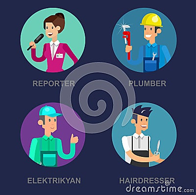 Profession people. Detailed character Vector Illustration