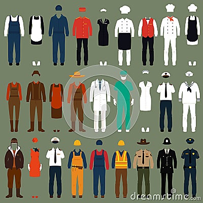 Profession people uniform, Vector Illustration