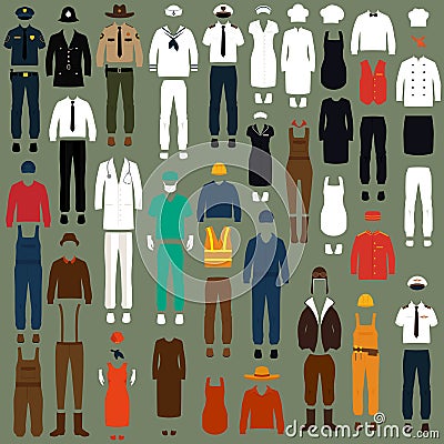 Profession people uniform, Vector Illustration