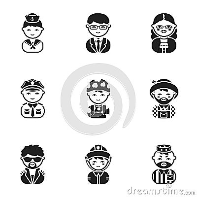 Profession set icons in black style. Big collection of profession vector symbol stock illustration Vector Illustration