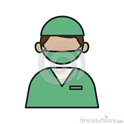 profession surgeon worker avatar fill style icon Vector Illustration
