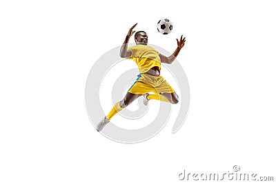 Professional african football soccer player isolated on white background Stock Photo