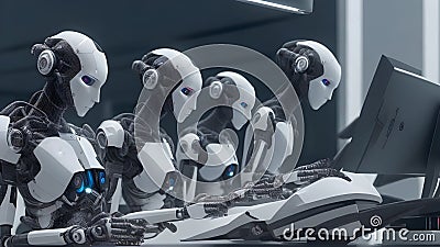 Professional AI robot in future working in a modern daily routine society Stock Photo