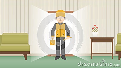 Professional Air Conditioner Repair Vector Illustration