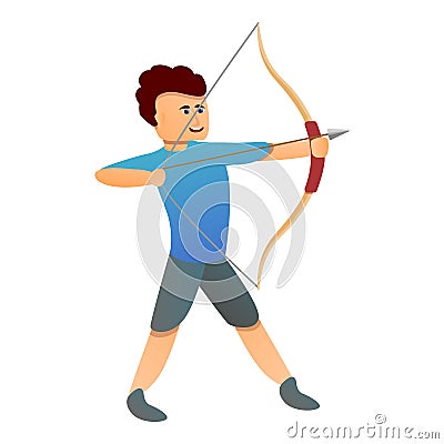 Professional archer icon, cartoon style Vector Illustration