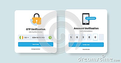 Professional authentication and otp security verification popup design with illustration Vector Illustration