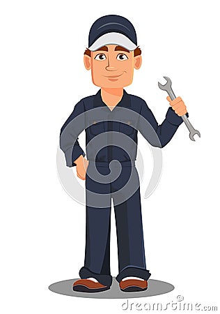 Professional auto mechanic in uniform Vector Illustration