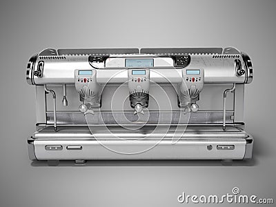 Professional automatic coffee machine for three posts front view 3d rendering on gray background with shadow Stock Photo