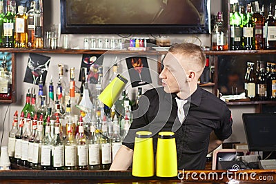 Professional barmen making cocktail Stock Photo