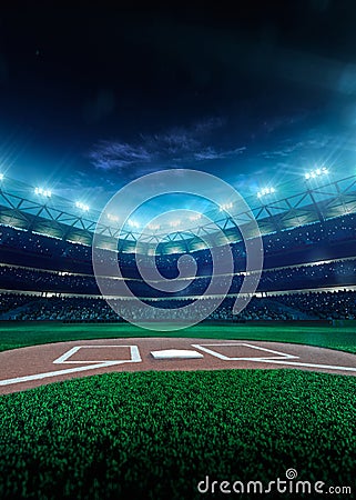 Professional baseball grand arena in night Stock Photo