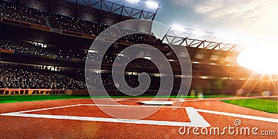 Professional baseball grand arena in sunlight Stock Photo