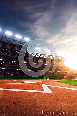 Professional baseball grand arena in sunlight Stock Photo