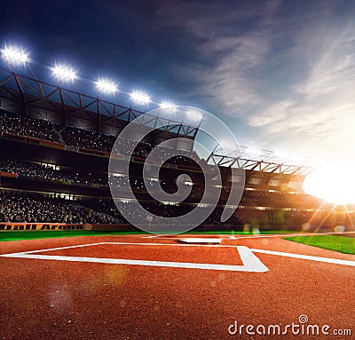 Professional baseball grand arena in sunlight Stock Photo