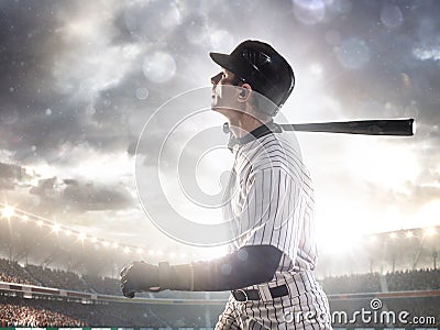 Professional baseball player in action Stock Photo