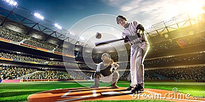 Professional baseball players on grand arena Stock Photo