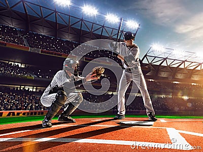 Professional baseball players on grand arena Stock Photo