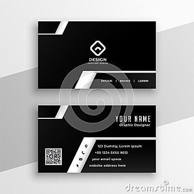 Professional black and white business card design Vector Illustration
